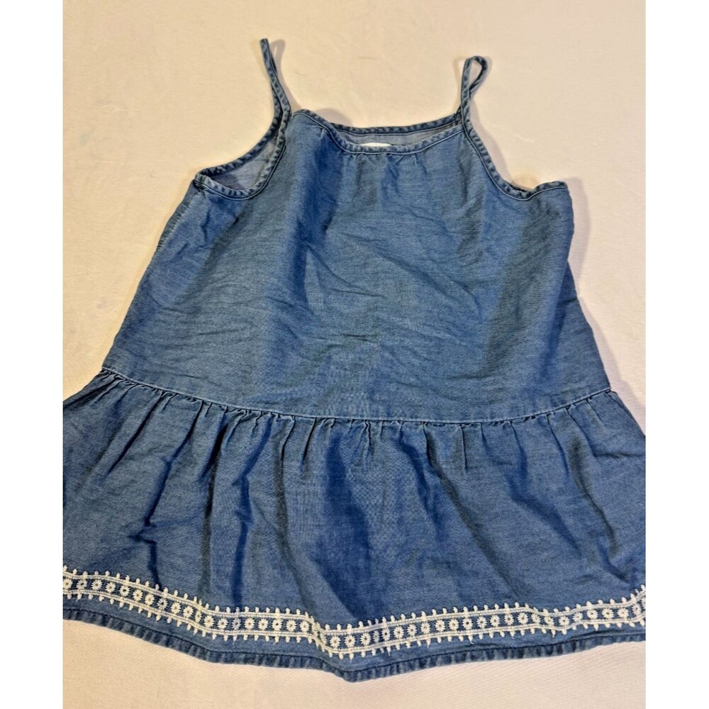Babydoll Ruffle Sleeveless Top Girl's 6/7 Coastal Cowgirl Beach Blue Lightweight